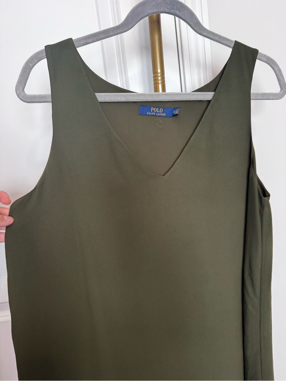 Polo Ralph Lauren V-Neck Shift Dress in Olive Green size 10 - Picture 4 of 5